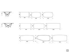 Skorpio table by Cattelan - Diagrams and dimensions of models with plain top in Keramik stone