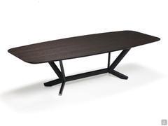 Planer table by Cattelan in the version with bevelled wooden top, in RB Rovere Bruciato finish