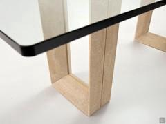 Detail of the travertine marble plinth