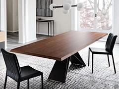 Premier table by Cattelan in Canaletto Walnut wood, with matching side extensions and black embossed painted metal base