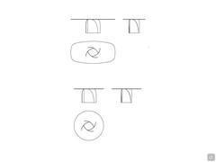 Leg positioning diagram on Quentin table with barrel and round top