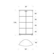 Tall 2 door display cabinet Gracia - dimensions