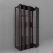Karin modern glass display cabinet with wooden moulded inserts 