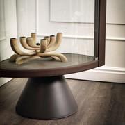 Saba corner display cabinet by Cattelan with leather-covered structure