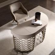 Isidoro vanity table by Cantori with curved table top in hand-stitched leather