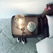 Amandla bedside table with structure and fronts in fashion wood, and top in matt lacquer