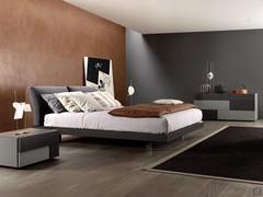 Georgia dresser and bedside tables in Slate matt lacquer with protruding fronts in Grey oak
