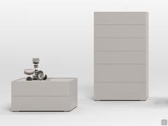 Bedroom furniture set with side grip opening Row in the two-drawer nightstand version 68.2 cm and 6-drawer high chest version