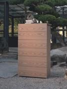 FortyFive minimalist wooden bedroom set - Three-quarter view of the high chest with six drawers in wood veneer