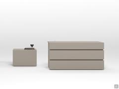 FortyFive bedside table cm 63 and dresser FortyFive, both in pumice matte lacquer finish