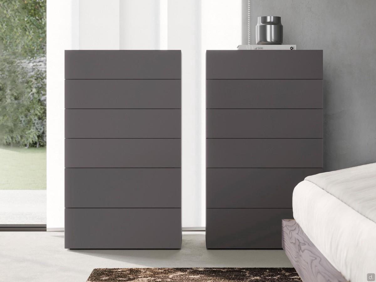 Bedroom furniture set with side grip opening Row, shown here in the high chest version with 6 drawers