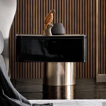 Atos luxury black and gold bedside table for modern homes with a glamour look