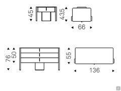 Drawings and measurements of the bedside table and dresser Julian by Cattelan