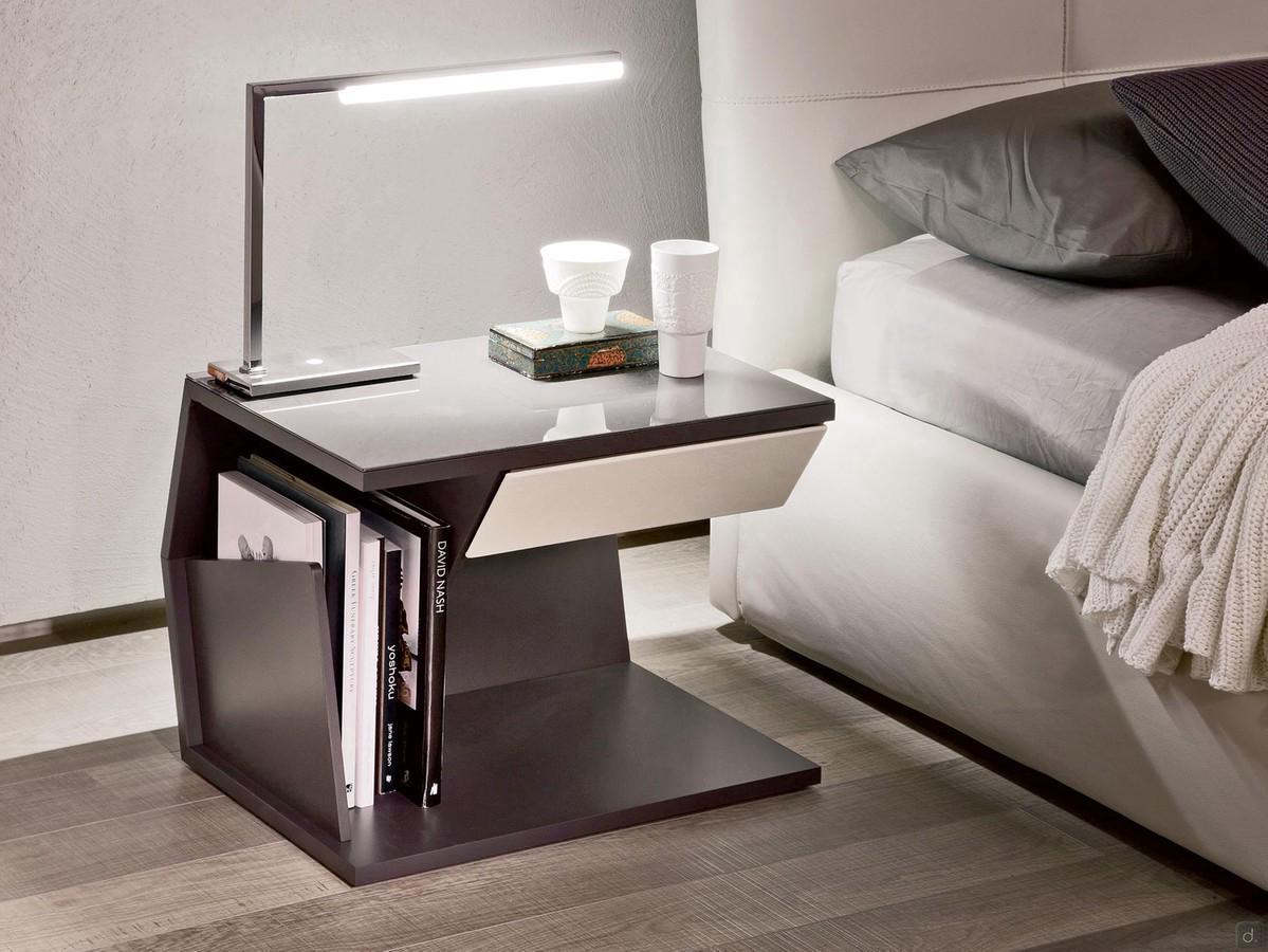 Club bedside table with handy magazine compartment
