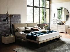 Dyno bedside table and 8-drawer chest of drawers by Cattelan (frame colour not available), upholstered in leather to match the upholstered bed to create a coordinated room