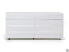 Dyno eight-drawer chest of drawers by Cattelan with white leather upholstery and stainless steel feet