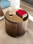 Top view showing the bronzed crystal top with mirror effect, perfectly matched to the warm wood veneers