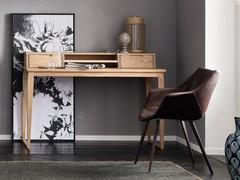 Sierra vanity table with drawers in Alaska Oak finish, with matching drawers with visible joints