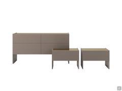 Harmony bed group consisting of chest of drawers and bedside table in the version with bronzed mirror top