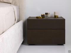 Front view of the Seattle two-drawer bedside table, here in the 60 cm wide version with 16 cm high upper drawer and 24 cm high lower drawer