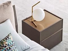 Philadelphia two-drawer bedside table, with aluminium handle and top painted in contrast to fronts and structure