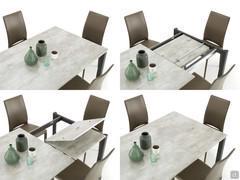 Opening steps of the table, telescopic system and butterfly extension leaf