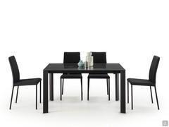 Adrian table with top in marble effect glossy ceramic in Noir Desir look