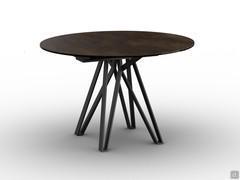 Station extendable round table in the version with matt ceramic top Ossido Bruno