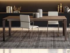Tom extending table with HPL top in Dark Brown Stone finish, with extension leaf matching the top (without continuity of grain)