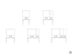 Diagram of top and extensions of the Logan extending table in the 90 and 120 cm versions (also fixed)
