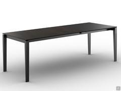 Matt glass-ceramic top in anthracite Savoy stone with titanium painted metal base
