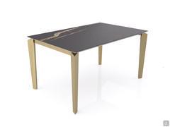 Freddie fixed rectangular table with Noir Desir matt ceramic top and champagne painted metal frame