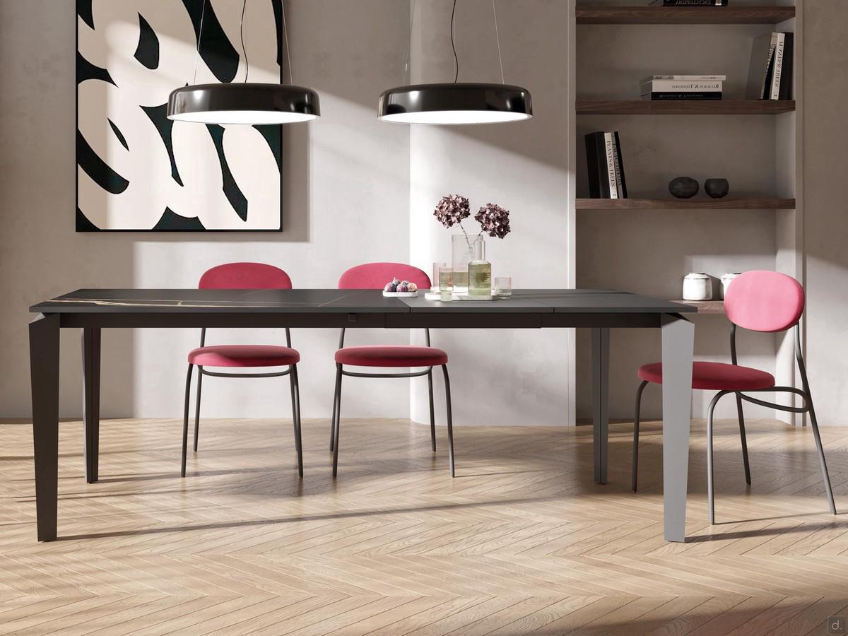 Freddie modern kitchen table with Sahara Noir effect HPL laminate top