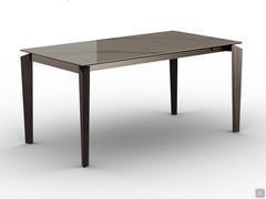 Freddie rectangular table, with polished ceramic top and legs in the exclusive brushed bronze finish with a special brushed effect