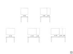 Diagram of top and extensions of the extendable Freddie table in 90 and 120 cm versions (also fixed)