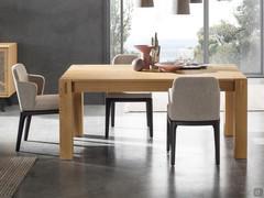 Bogotà rectangular table in Alaska oak, available in numerous oak colours or also open-pore lacquered in RAL and NCS colours