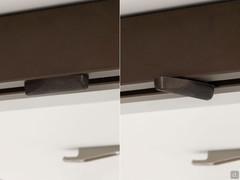 Detail of the release of the telescopic extension system of the Adrian table