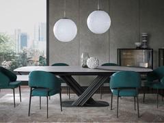 Visual rendering of the table in the full extension version, with an overall final width of 286 cm