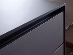 Detail fo the grrove on modern kitchen AluX 01 with honeycomb aluminium doors, ultra-thin and light