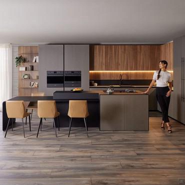 AluX 01 kitchen with thin honeycomb aluminium doors, ultra light and only 10 mm thick