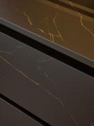 Detail of the HPL Ambassador 466 matte black finish with gold veining