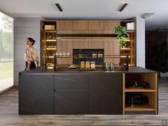 Five Six 01 kitchen with sink and hob island made entirely of HPL Ambassador 466