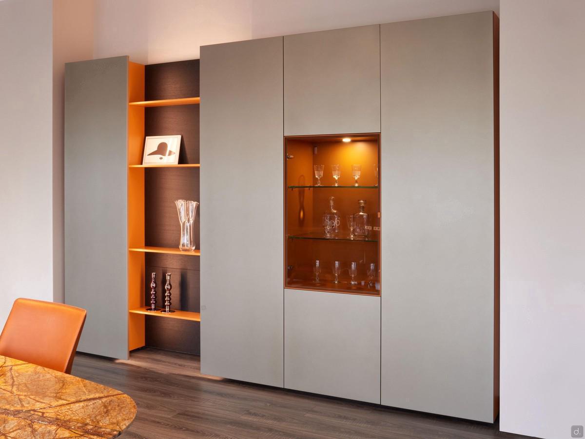 Living room cabinet with display cabinet Plan 41