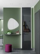 Niagara hanging panel with vertical development, up to a maximum of 270 cm, equipped with coat hooks, and LED lighting on two long sides