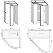 Specific measurements of the wardrobe with dressing room for hinged compositions Player in the corner type