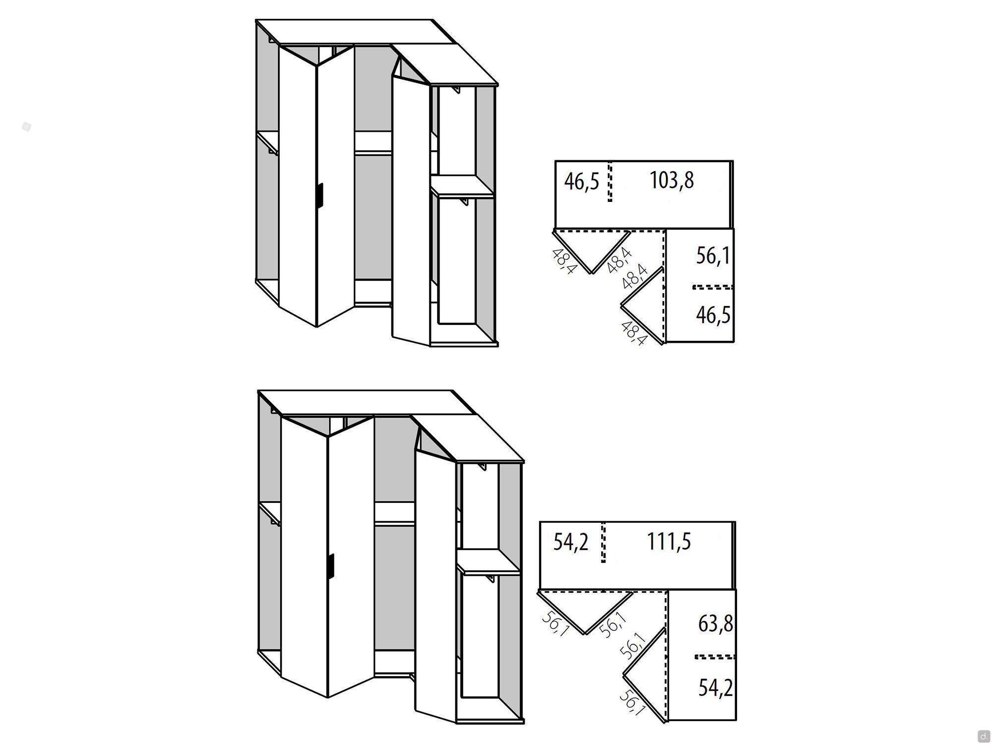 Driver Wide corner wardrobe with folding doors
