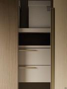 Internal view of the wardrobe Midley Wide, in this case equipped with shelves and drawers. The possibility to customise the inside are several, you only need to check the dedicated product card that you can find among the products at the bottom of the pag