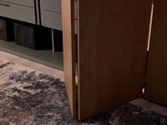 Detail of the folding opening, made simple and intuitive by a special sliding hinge system