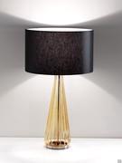 Table lamp Bluebell with amber ribbed blown glass base