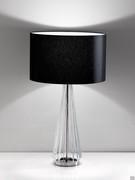 Table lamp Bluebell with clear ribbed blown glass base